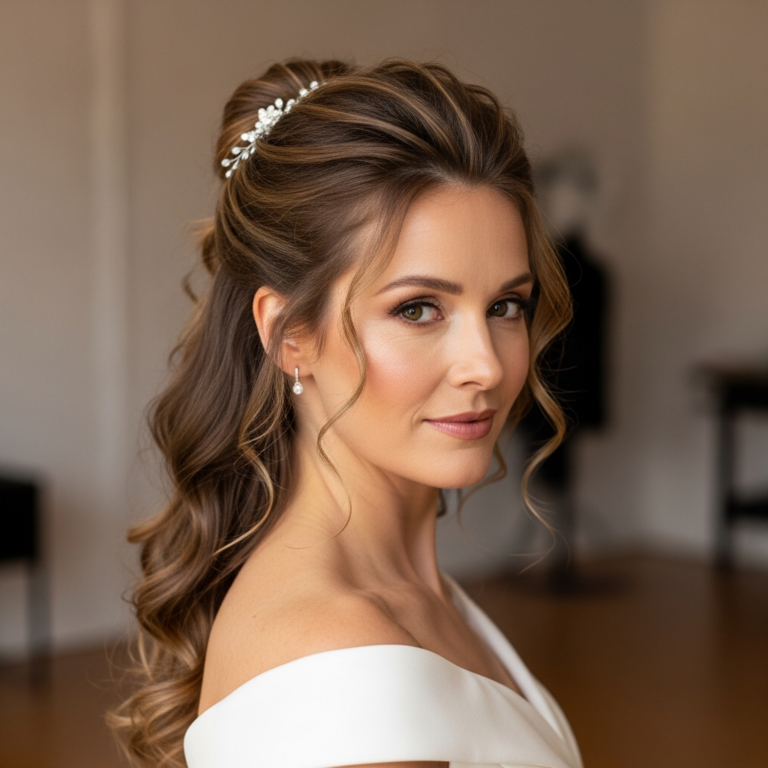 22 Half Up Half Down Bridal Hairstyles for Women Over 30
