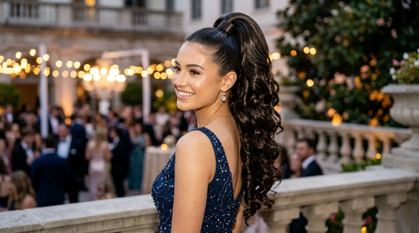 High Ponytail With Curls